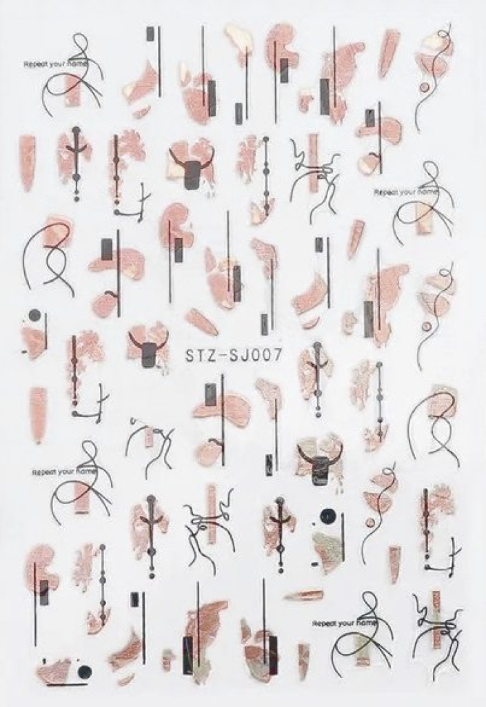 Nagelsticker - Aufkleber selbstklebend - Nail Sticker - Schwarz Rosegold Metallic Herbst